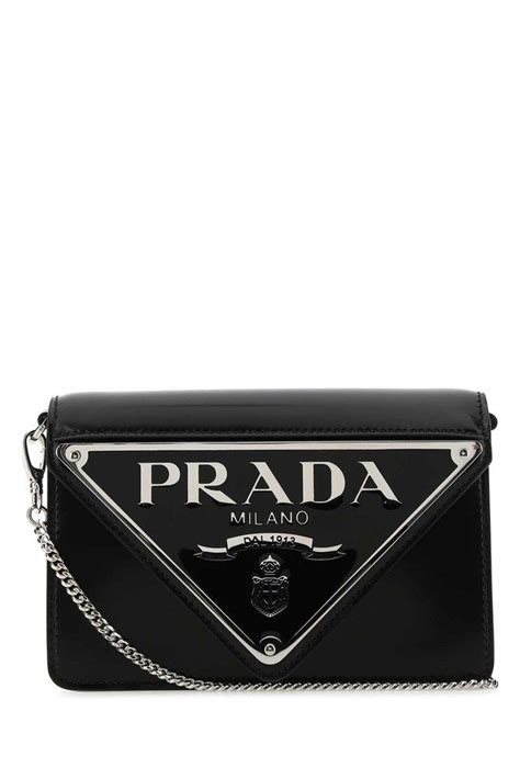 prada triangle logo chain shoulder bag|prada leather triangle.